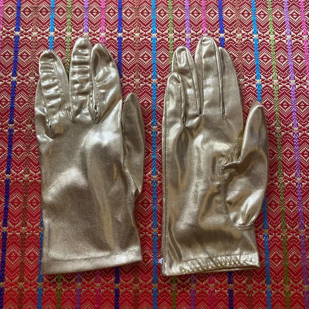 vintage deadstock metallic gold short gloves small